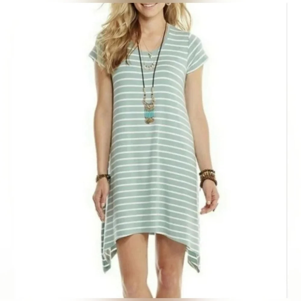 Matilda Jane A symmetrical midi jade striped oversized tshirt dress size small